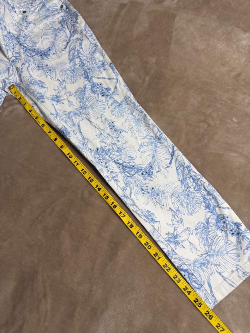 Elie Tahari Blue White Toucan Leaf Pants Size 6 - Picture 7 of 8